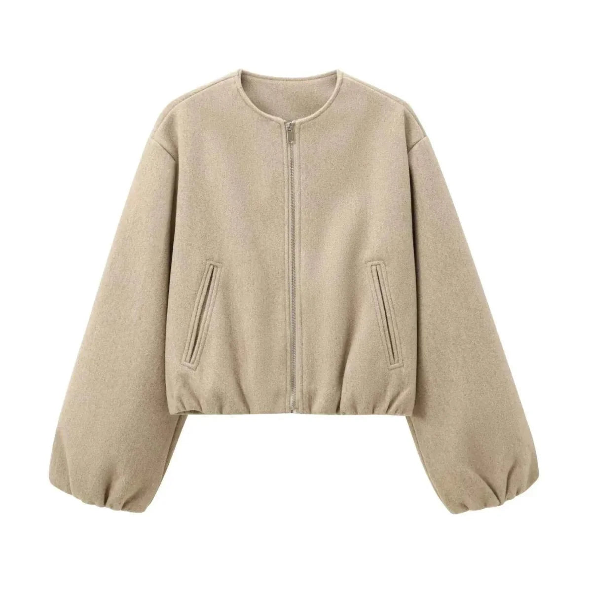 Women’s Cropped Bomber Jacket – Relaxed Zip-Up Layer for Transitional Weather