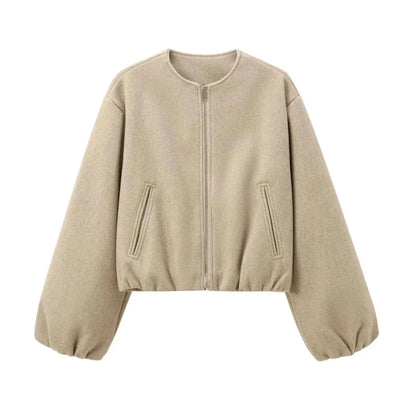 Women’s Cropped Bomber Jacket – Relaxed Zip-Up Layer for Transitional Weather