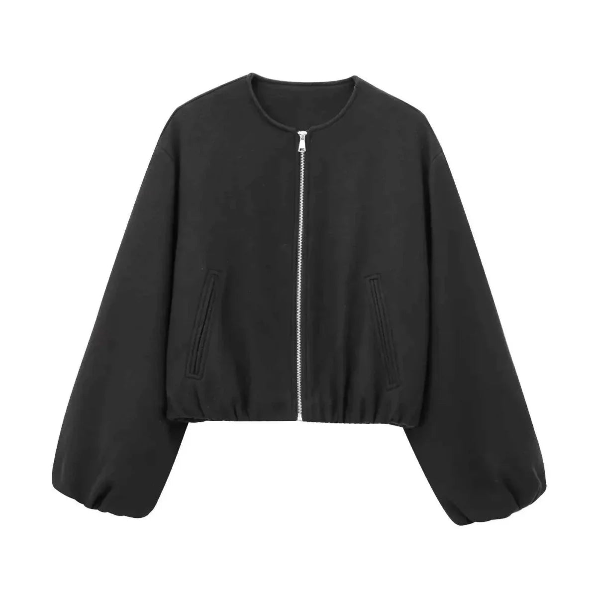 Women’s Cropped Bomber Jacket – Relaxed Zip-Up Layer for Transitional Weather