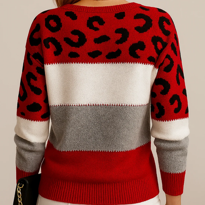 Women’s Printed Knit Sweater – Relaxed Long-Sleeve Style for Autumn and Winter Wear