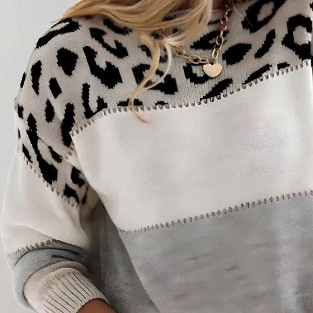 Women’s Printed Knit Sweater – Relaxed Long-Sleeve Style for Autumn and Winter Wear