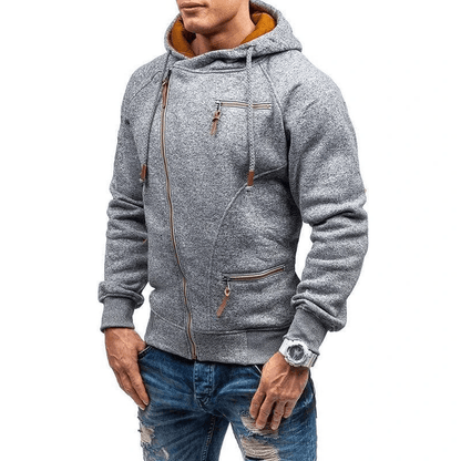 Men’s Full-Zip Hooded Sweatshirt – Multi-Pocket Casual Layer for Transitional Weather