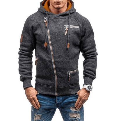 Men’s Full-Zip Hooded Sweatshirt – Multi-Pocket Casual Layer for Transitional Weather