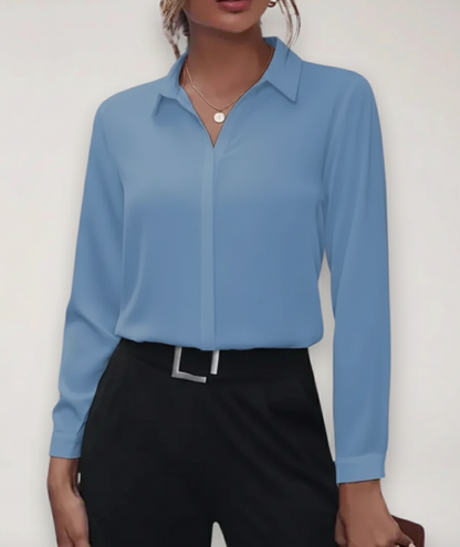 Women’s Tailored Button-Up Blouse – Lightweight Spring Office Shirt for Smart Casual Wear