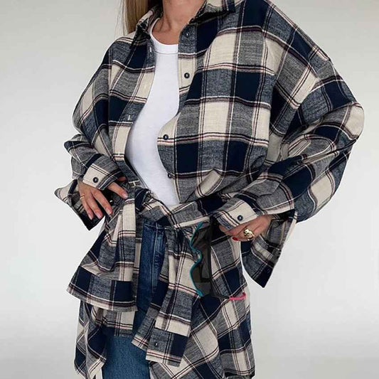 Women’s Cotton Overshirt – Oversized Printed Button-Up for Casual Transitional Dressing