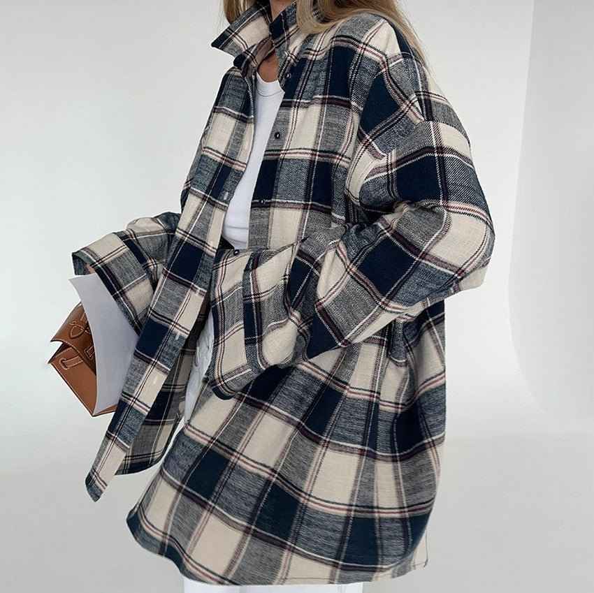 Women’s Cotton Overshirt – Oversized Printed Button-Up for Casual Transitional Dressing