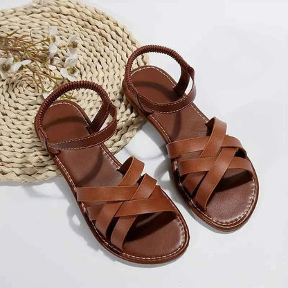 Women’s Cross-Strap Flat Sandals – Secure Heel-Strap Style for Summer Travel and Everyday Wear