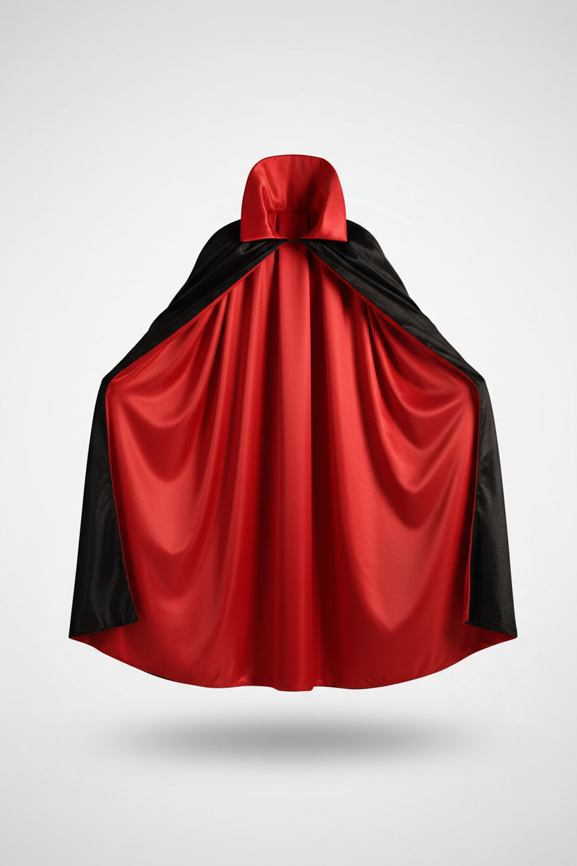 Men's Black and Red Vampire Cape with Stand Collar Halloween Costume