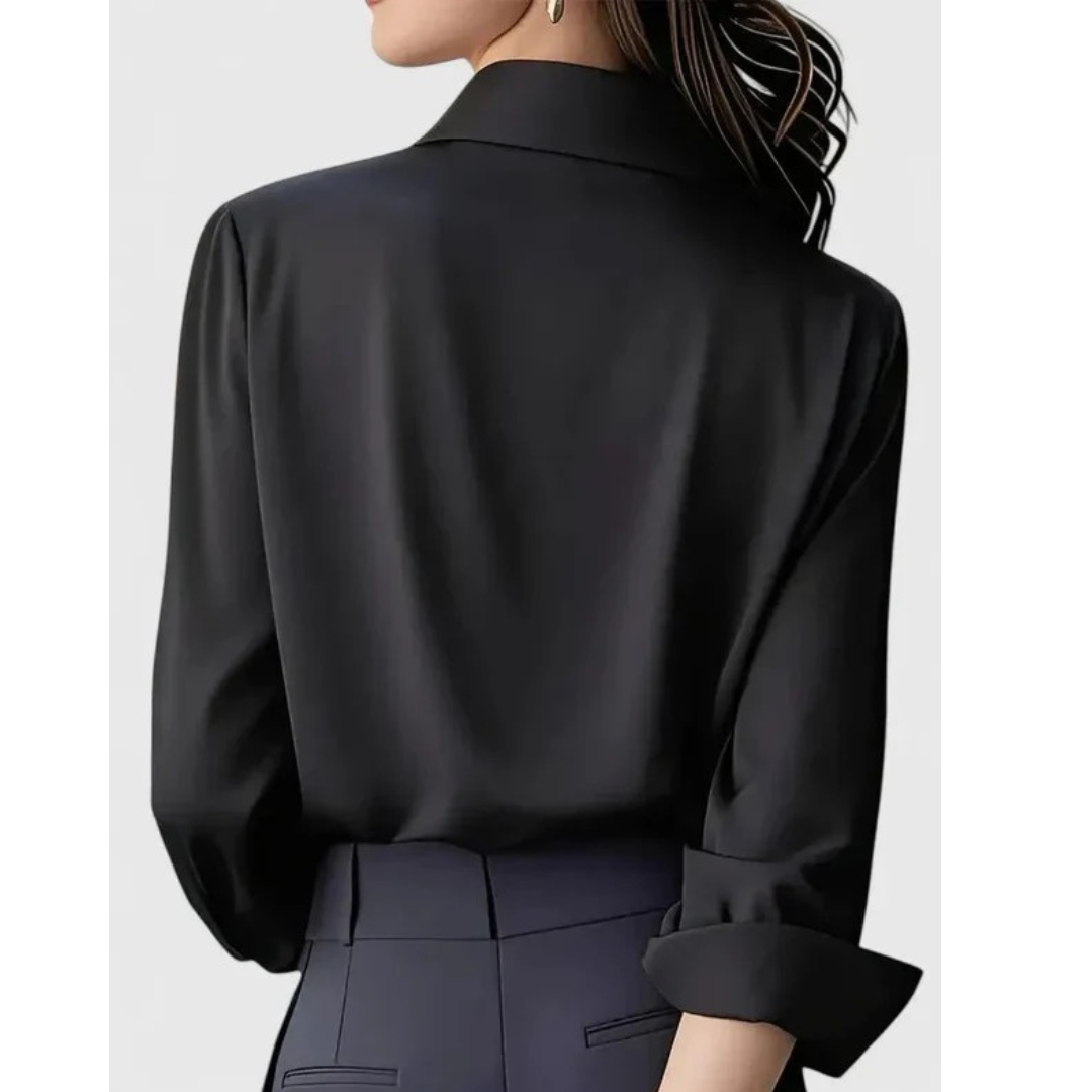 Women’s Satin-Look Shirt Blouse – Tailored Long-Sleeve Style for Office and Smart Casual Wear