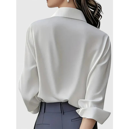 Women’s Satin-Look Shirt Blouse – Tailored Long-Sleeve Style for Office and Smart Casual Wear