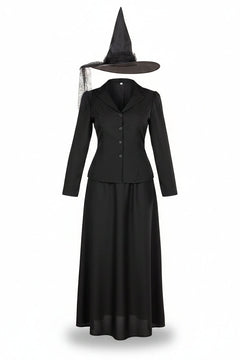 Women's Black Witch Jacket Skirt and Hat Halloween Costume
