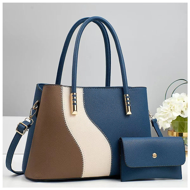 Women’s Structured Faux Leather Handbag – Spacious Top-Handle Style with Shoulder Strap and Pouch