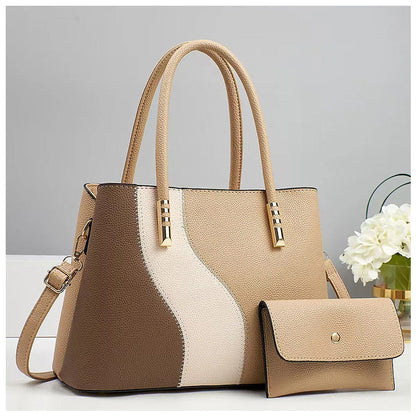 Women’s Structured Faux Leather Handbag – Spacious Top-Handle Style with Shoulder Strap and Pouch