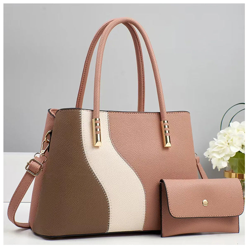 Women’s Structured Faux Leather Handbag – Spacious Top-Handle Style with Shoulder Strap and Pouch