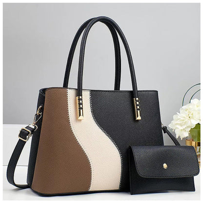 Women’s Structured Faux Leather Handbag – Spacious Top-Handle Style with Shoulder Strap and Pouch