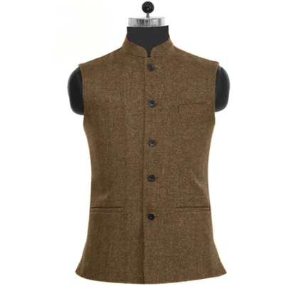 Men’s Slim Fit Stand Collar Waistcoat – Tailored Heritage Layer for Festivals and Events