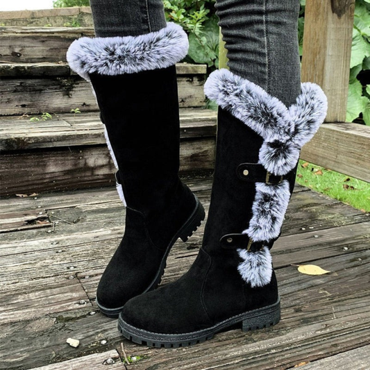 Women’s Tall Winter Boots with Buckle Detail – Warm Cold-Weather Footwear for Everyday Wear