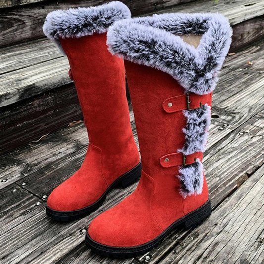 Women’s Tall Winter Boots with Buckle Detail – Warm Cold-Weather Footwear for Everyday Wear