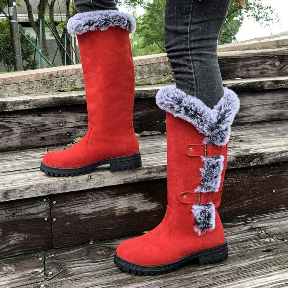 Women’s Tall Winter Boots with Buckle Detail – Warm Cold-Weather Footwear for Everyday Wear