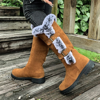 Women’s Tall Winter Boots with Buckle Detail – Warm Cold-Weather Footwear for Everyday Wear
