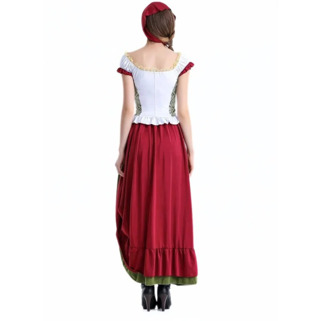 Women’s Lace-Up Dirndl Dress – Off-Shoulder Oktoberfest Mini for Folk Festivals