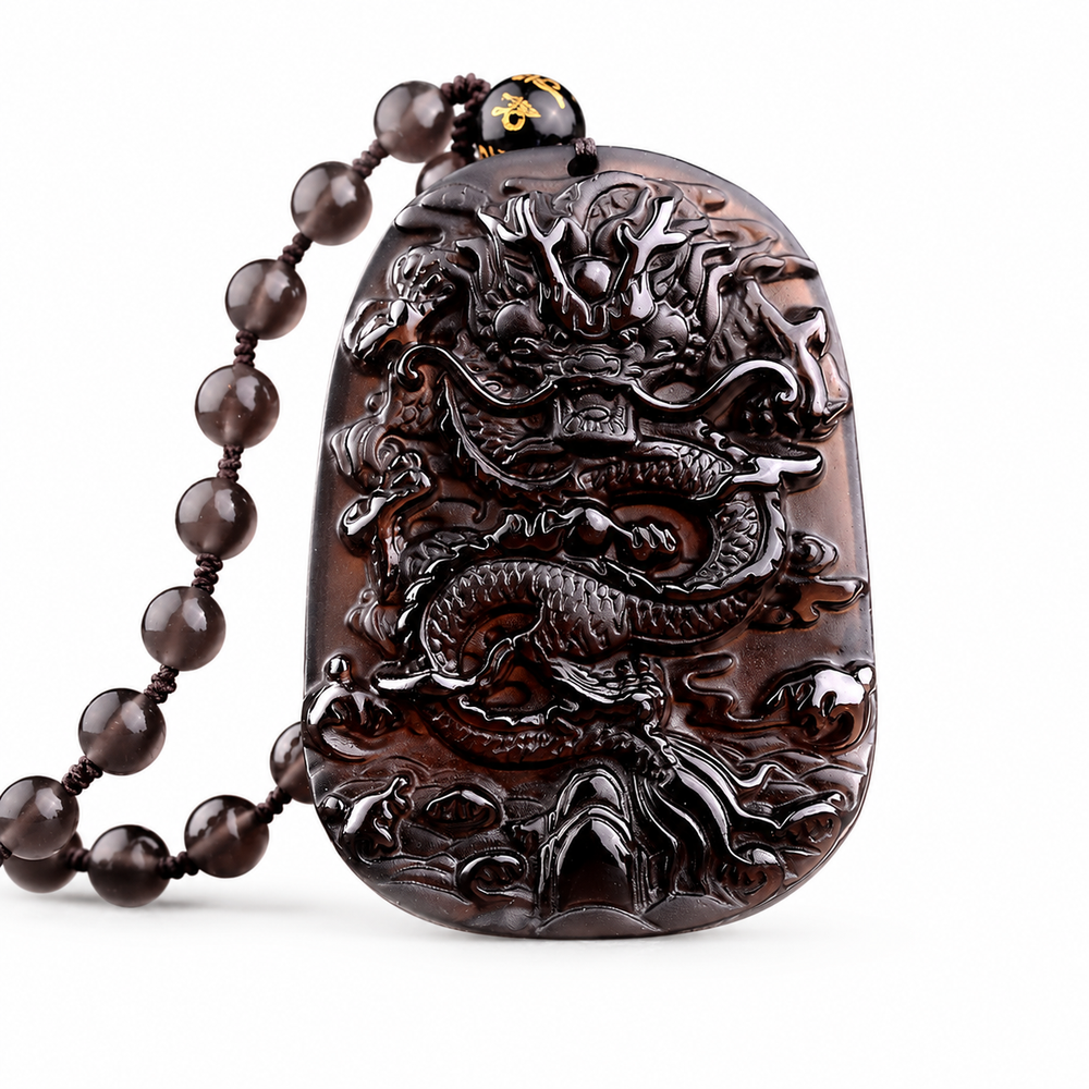 meteorite dragon pendant on white background