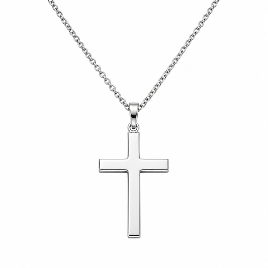 Men's minimalist silver-tone cross pendant necklace