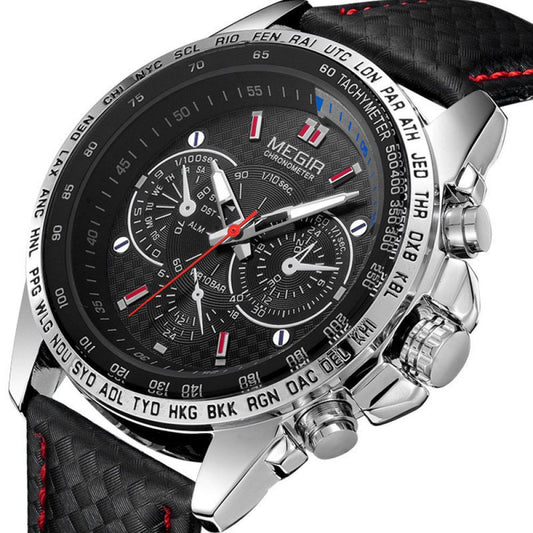 Men’s Quartz Chronograph Watch – Leather-Strap Sports Timepiece for Everyday Wear