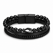 Black obsidian natural stone bracelet on white