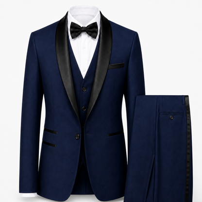 Men’s Slim Fit Three-Piece Tuxedo – Shawl Collar Evening Suit for Weddings and Formal Events