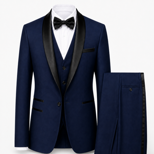 Men’s Slim Fit Three-Piece Tuxedo – Shawl Collar Evening Suit for Weddings and Formal Events