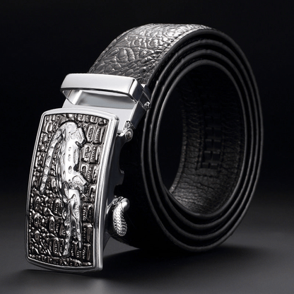 Men’s Embossed Buckle Belt – Textured Strap Accessory for Smart Casual Wear
