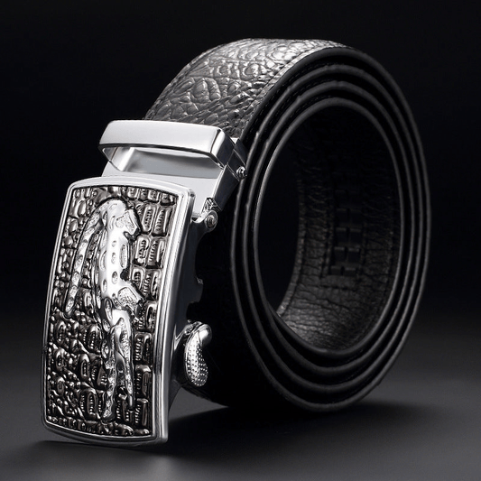 Men’s Embossed Buckle Belt – Textured Strap Accessory for Smart Casual Wear