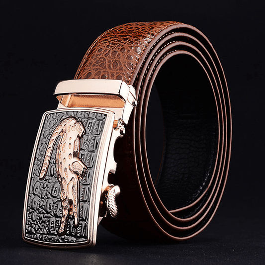 Men’s Embossed Buckle Belt – Textured Strap Accessory for Smart Casual Wear