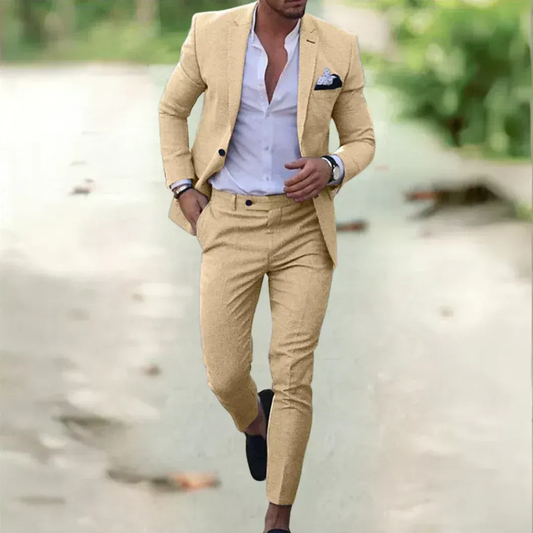 Men’s Slim Fit Two-Piece Suit – Lightweight Wedding and Business Formalwear
