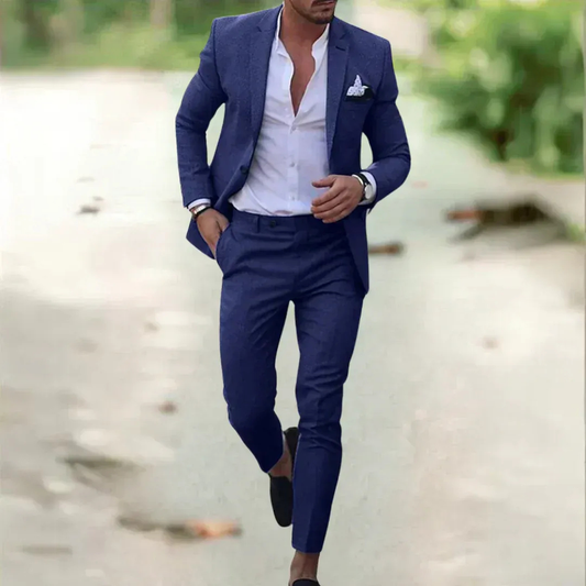 Men’s Slim Fit Two-Piece Suit – Lightweight Wedding and Business Formalwear
