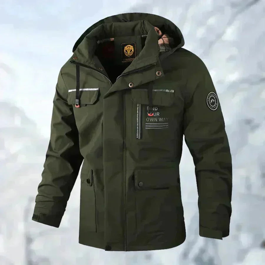 Men’s Waterproof Hooded Winter Parka – Insulated Multi-Pocket Utility Layer for Cold-Weather Wear
