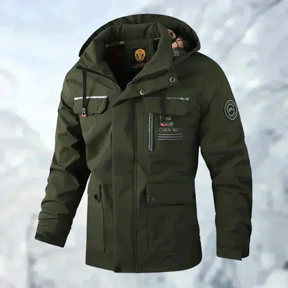 Men’s Waterproof Hooded Winter Parka – Insulated Multi-Pocket Utility Layer for Cold-Weather Wear