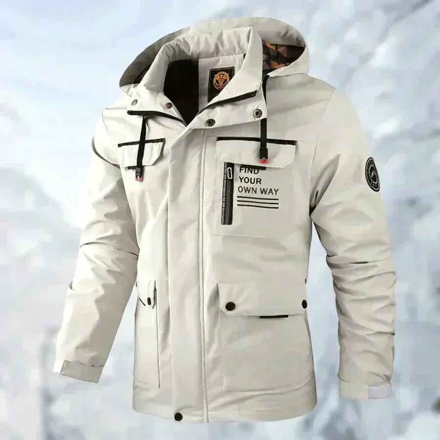 Men’s Waterproof Hooded Winter Parka – Insulated Multi-Pocket Utility Layer for Cold-Weather Wear