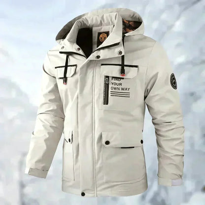 Men’s Waterproof Hooded Winter Parka – Insulated Multi-Pocket Utility Layer for Cold-Weather Wear