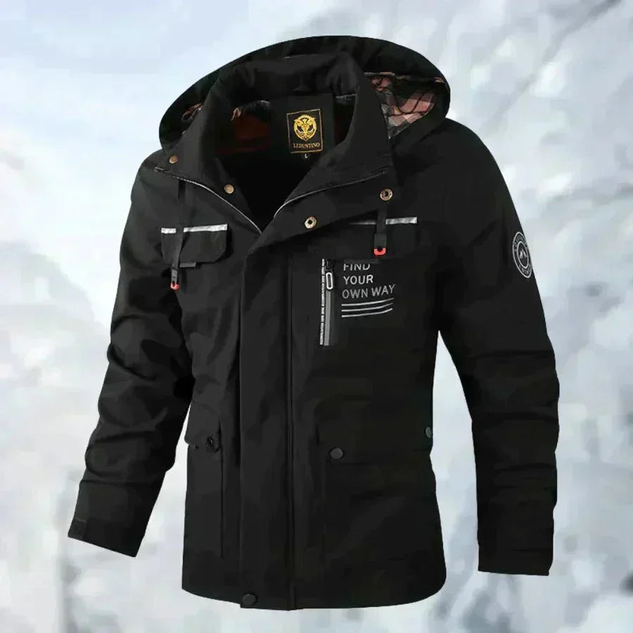 Men’s Waterproof Hooded Winter Parka – Insulated Multi-Pocket Utility Layer for Cold-Weather Wear