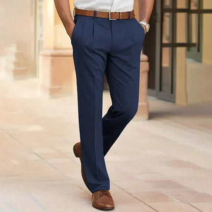 Men’s Tailored Trousers – Straight Leg with Front Pleats