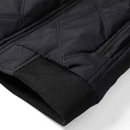 Men’s Quilted Fleece-Lined Outdoor Jacket – Wind-Resistant Zip-Up Coat with Secure Pockets for Hiking and Travel