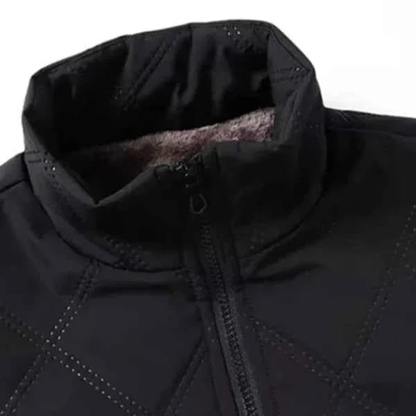 Men’s Quilted Fleece-Lined Outdoor Jacket – Wind-Resistant Zip-Up Coat with Secure Pockets for Hiking and Travel