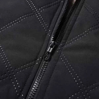 Men’s Quilted Fleece-Lined Outdoor Jacket – Wind-Resistant Zip-Up Coat with Secure Pockets for Hiking and Travel