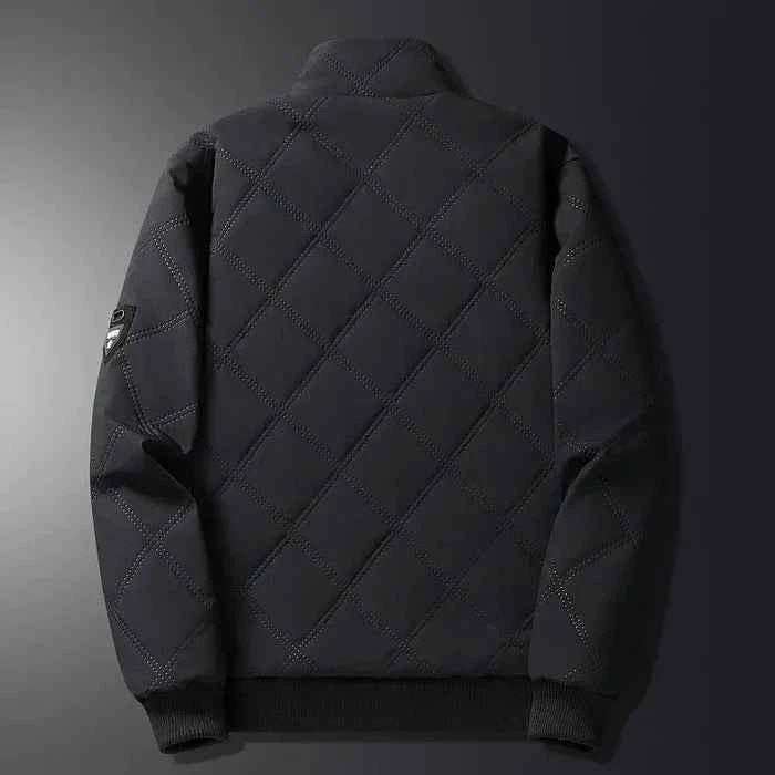 Men’s Quilted Fleece-Lined Outdoor Jacket – Wind-Resistant Zip-Up Coat with Secure Pockets for Hiking and Travel