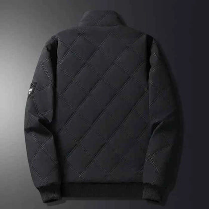 Men’s Quilted Fleece-Lined Outdoor Jacket – Wind-Resistant Zip-Up Coat with Secure Pockets for Hiking and Travel