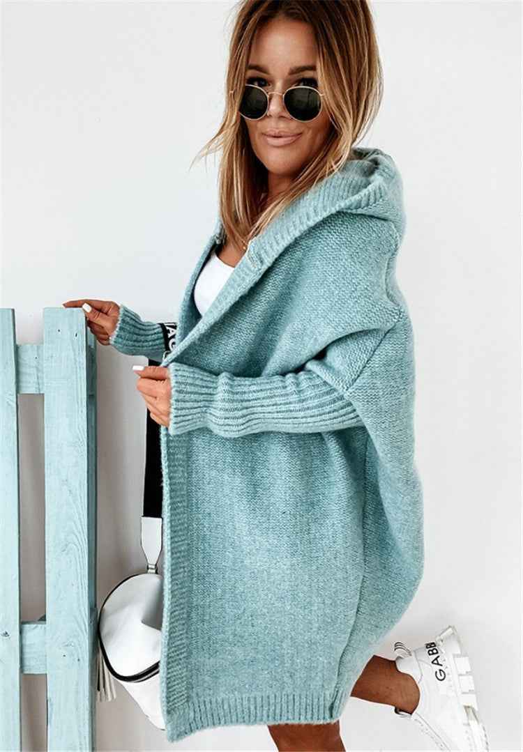 Women’s Hooded Oversized Knit Cardigan – Cosy Open-Front Layer for Autumn and Travel