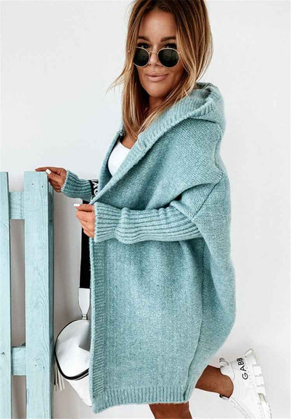 Women’s Hooded Oversized Knit Cardigan – Cosy Open-Front Layer for Autumn and Travel