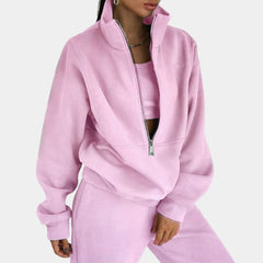 Women’s Oversized Half-Zip Jogging Set – High-Neck Sweatshirt and Cuffed Joggers for Relaxed Everyday Wear